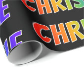 Rainbow Voornaam "CHRISTIE"; vun en kleurrijk Cadeaupapier (Rol Hoek)