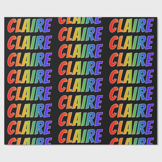 Rainbow Voornaam "CLAIRE"; vun & kleurrijk Cadeaupapier (Vlak)