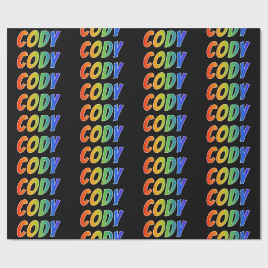 Rainbow Voornaam "CODY"; vun & kleurrijk Cadeaupapier (Vlak)