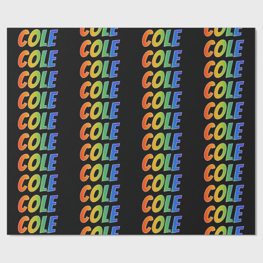 Rainbow Voornaam "COLE"; vun en kleurrijk Cadeaupapier (Vlak)