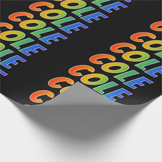 Rainbow Voornaam "COLE"; vun en kleurrijk Cadeaupapier (Hoek)