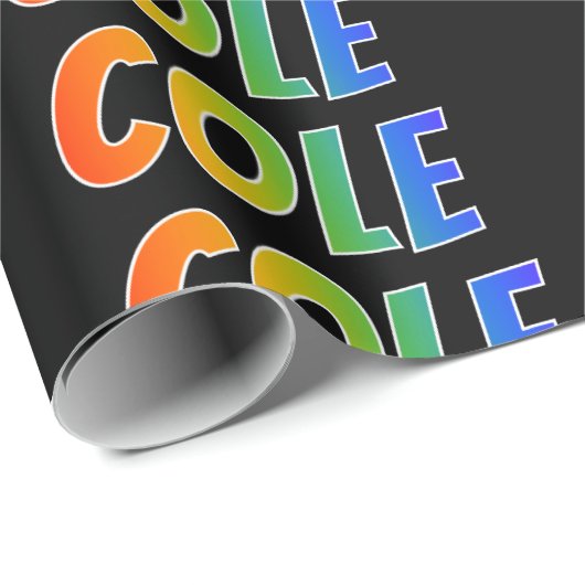 Rainbow Voornaam "COLE"; vun en kleurrijk Cadeaupapier (Rol Hoek)