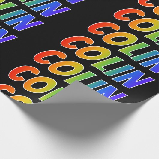 Rainbow Voornaam "COLIN"; vun & kleurrijk Cadeaupapier (Hoek)