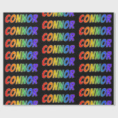 Rainbow Voornaam "CONNOR"; vun en kleurrijk Cadeaupapier (Vlak)