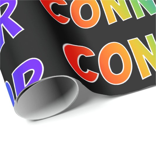 Rainbow Voornaam "CONNOR"; vun en kleurrijk Cadeaupapier (Rol Hoek)
