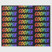 Rainbow Voornaam "COOPER"; vun en kleurrijk Cadeaupapier (Vlak)
