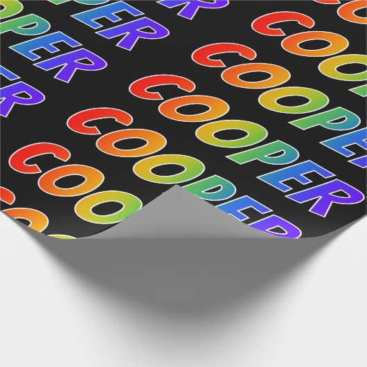 Rainbow Voornaam "COOPER"; vun en kleurrijk Cadeaupapier (Hoek)