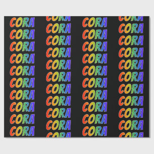 Rainbow Voornaam "CORA"; vun en kleurrijk Cadeaupapier