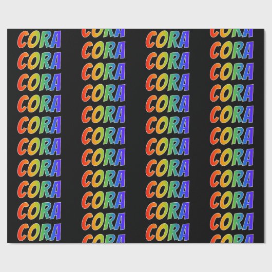 Rainbow Voornaam "CORA"; vun en kleurrijk Cadeaupapier (Vlak)
