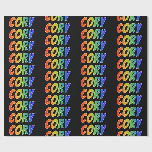 Rainbow Voornaam "CORY"; vun & kleurrijk Cadeaupapier (Vlak)