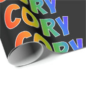 Rainbow Voornaam "CORY"; vun & kleurrijk Cadeaupapier (Rol Hoek)