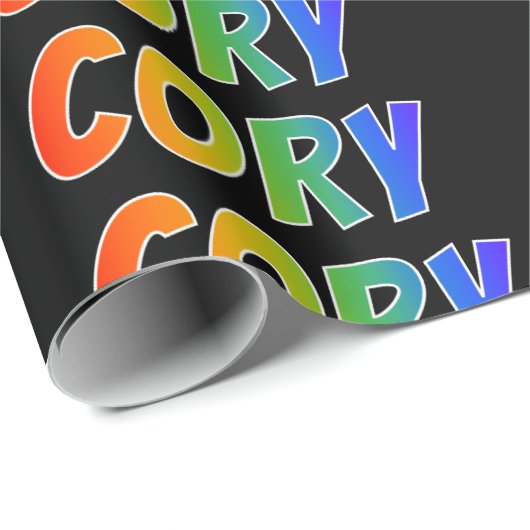 Rainbow Voornaam "CORY"; vun & kleurrijk Cadeaupapier (Rol Hoek)