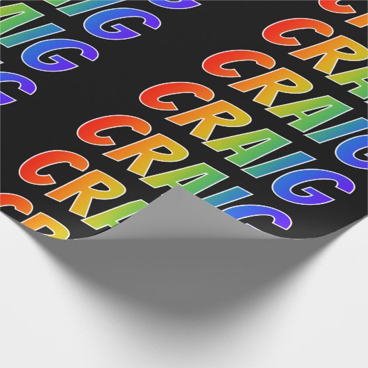 Rainbow Voornaam "CRAIG"; vun en kleurrijk Cadeaupapier (Hoek)