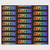 Rainbow Voornaam "CRYSTAL"; vun en kleurrijk Cadeaupapier (Vlak)