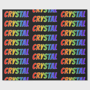 Rainbow Voornaam "CRYSTAL"; vun en kleurrijk Cadeaupapier