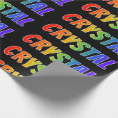 Rainbow Voornaam "CRYSTAL"; vun en kleurrijk Cadeaupapier (Hoek)