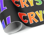 Rainbow Voornaam "CRYSTAL"; vun en kleurrijk Cadeaupapier (Rol Hoek)