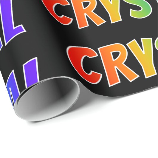 Rainbow Voornaam "CRYSTAL"; vun en kleurrijk Cadeaupapier (Rol Hoek)