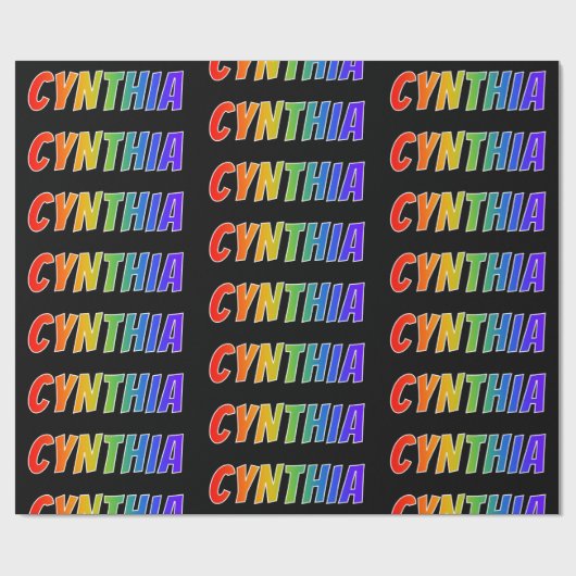 Rainbow Voornaam "CYNTHIA"; vun en kleurrijk Cadeaupapier (Vlak)