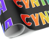 Rainbow Voornaam "CYNTHIA"; vun en kleurrijk Cadeaupapier (Rol Hoek)