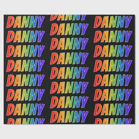 Rainbow Voornaam "DANNY"; vun & kleurrijk Cadeaupapier (Vlak)