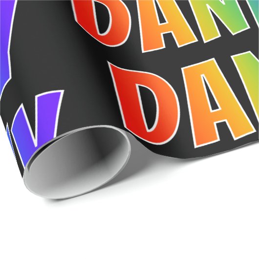 Rainbow Voornaam "DANNY"; vun & kleurrijk Cadeaupapier (Rol Hoek)