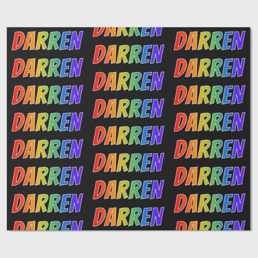 Rainbow Voornaam "DARREN"; vun en kleurrijk Cadeaupapier (Vlak)