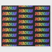Rainbow Voornaam "DEBORAH"; vun en kleurrijk Cadeaupapier (Vlak)