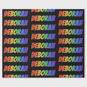 Rainbow Voornaam "DEBORAH"; vun en kleurrijk Cadeaupapier