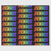 Rainbow Voornaam "DENNIS"; vun & kleurrijk Cadeaupapier (Vlak)