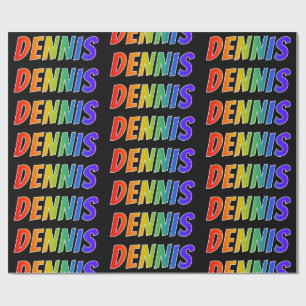 Rainbow Voornaam "DENNIS"; vun & kleurrijk Cadeaupapier