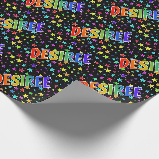 Rainbow voornaam "DESIREE" + sterren Cadeaupapier (Hoek)