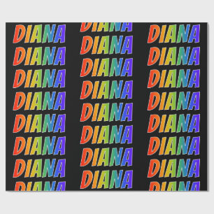 Rainbow Voornaam "DIANA"; vun & kleurrijk Cadeaupapier