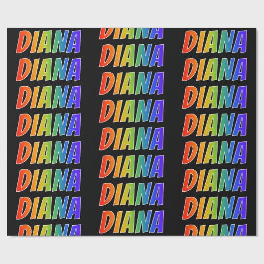 Rainbow Voornaam "DIANA"; vun & kleurrijk Cadeaupapier (Vlak)