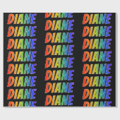 Rainbow Voornaam "DIANE"; vun en kleurrijk Cadeaupapier (Vlak)