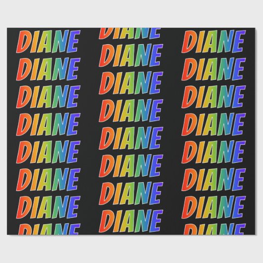 Rainbow Voornaam "DIANE"; vun en kleurrijk Cadeaupapier (Vlak)