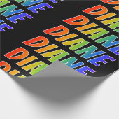 Rainbow Voornaam "DIANE"; vun en kleurrijk Cadeaupapier (Hoek)