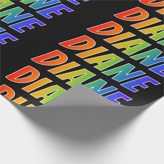 Rainbow Voornaam "DIANE"; vun en kleurrijk Cadeaupapier (Hoek)
