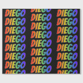 Rainbow Voornaam "DIEGO"; vun & kleurrijk Cadeaupapier (Vlak)