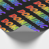 Rainbow Voornaam "DOMINIC"; vun en kleurrijk Cadeaupapier (Hoek)