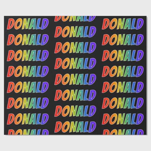 Rainbow Voornaam "DONALD"; vun en kleurrijk Cadeaupapier (Vlak)