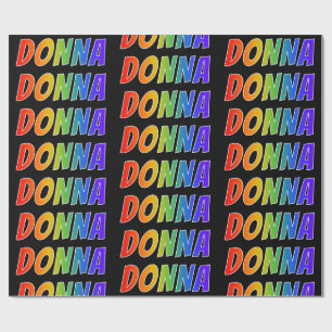 Rainbow Voornaam "DONNA"; vun & kleurrijk Cadeaupapier