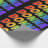 Rainbow Voornaam "DONNA"; vun & kleurrijk Cadeaupapier (Hoek)