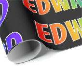 Rainbow Voornaam "EDWARD"; vun & kleurrijk Cadeaupapier (Rol Hoek)