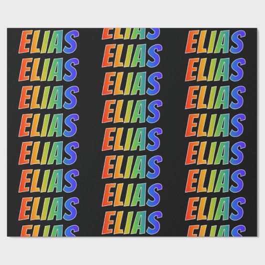 Rainbow Voornaam "ELIAS"; vun & kleurrijk Cadeaupapier (Vlak)