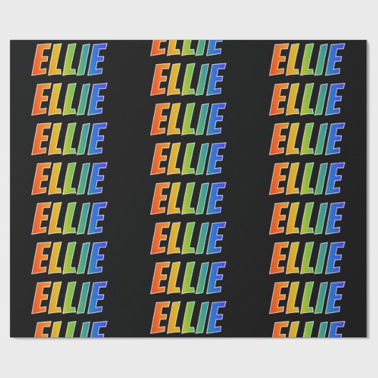 Rainbow Voornaam "ELLIE"; vun en kleurrijk Cadeaupapier (Vlak)