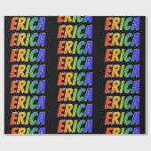 Rainbow Voornaam "ERICA"; vun & kleurrijk Cadeaupapier (Vlak)
