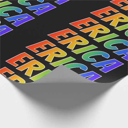 Rainbow Voornaam "ERICA"; vun & kleurrijk Cadeaupapier (Hoek)