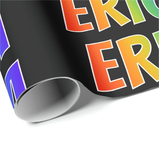 Rainbow Voornaam "ERICA"; vun & kleurrijk Cadeaupapier (Rol Hoek)