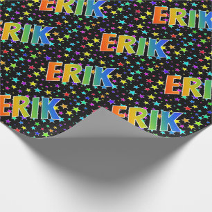 Rainbow voornaam "ERIK" + sterren Cadeaupapier